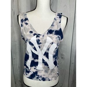 PINK Victoria's Secret Blue Tie-Dye Crop Top